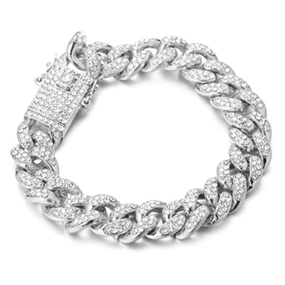 White Gold Iced Cuban Link Bracelet • Micro-Paved Chain • Luxury Jewelry - Picture 2 of 4